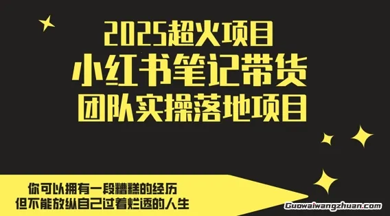 2025超火副业，小红书笔记带货团队实操落地项目，轻松日入5张