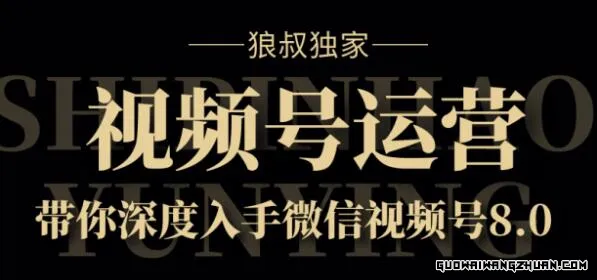 狼叔独享：视频号8.0运营实战课价值1280元