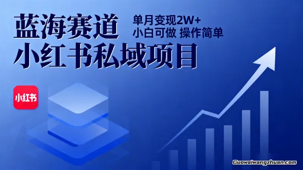 蓝海赛道，小红书私域项目，单月变现2W+，小白可做，操作简单
