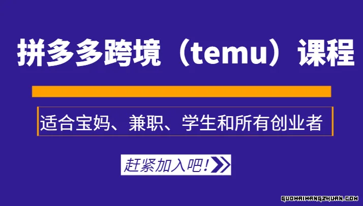 拼多多跨境（temu）课程，适合宝妈、兼职、学生和所有创业者
