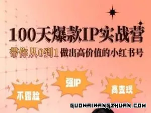 小红书100天爆款IP实战营，带你从0到1做出高价值的小红书号