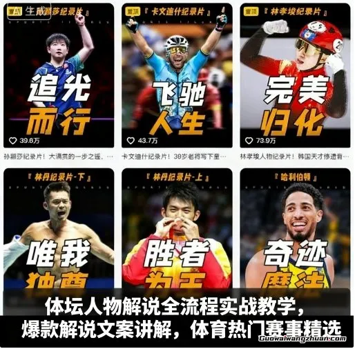 体坛人物解说全流程实战教学，爆款解说文案讲解，体育热门赛事精选