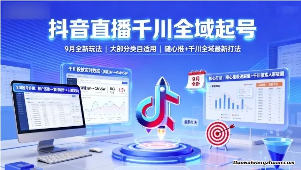 抖音千川起号实战课，新户操作，随心推投放，全域放量，6天掌握ROI提升500%