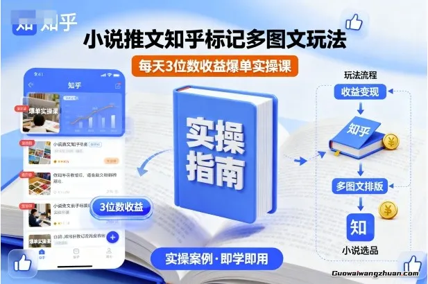 小说推文知乎标记多图文玩法，每天3位数收益爆单实操课
