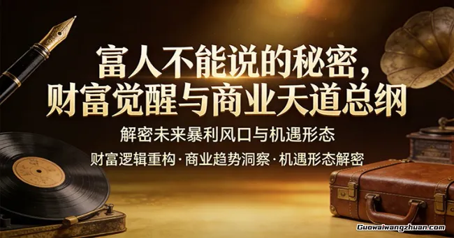 富人不能说的秘密，财富觉醒与商业天道总纲，解密未来暴利风口与机遇形态