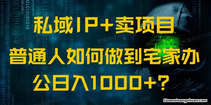 私域IP+卖项目，普通人如何做到宅家办公实现日入1000+