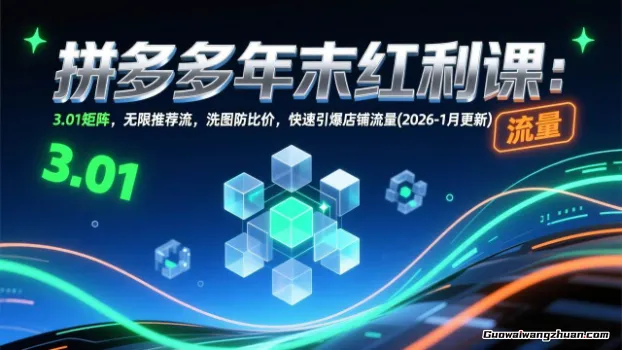 拼多多年末红利课：3.01矩阵，无限推荐流，洗图防比价，快速引爆店铺流量