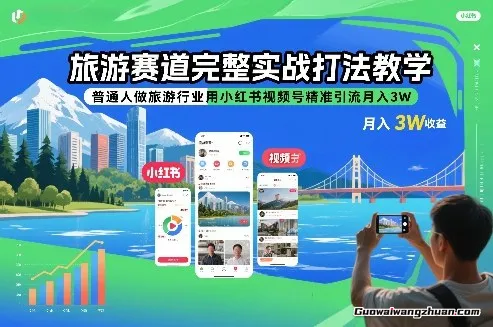 旅游赛道完整实战打法教学，普通人做旅游业用小红书视频号精准引流月入3W