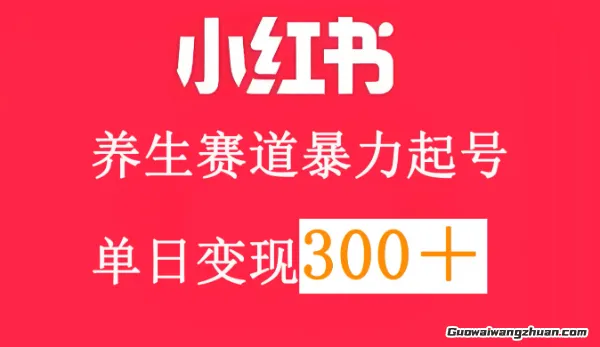 小红书养生赛道，爆力起号，轻松日入3张+ 快速实现内容变现