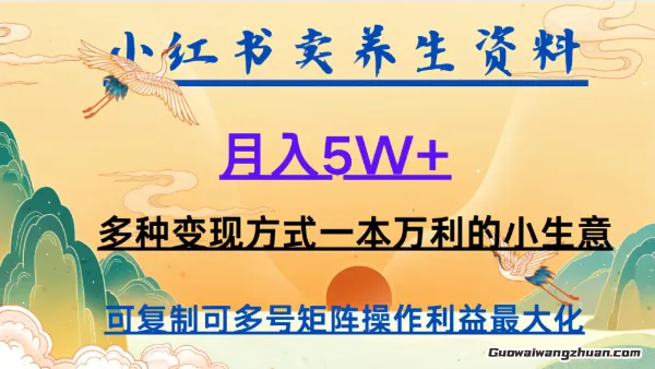 在小红书上卖养生资料，月入1w+，多种变现方式一本万利的小生意