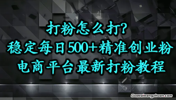 打粉怎么打？电商平台打精准创业粉，每日引流500+精准粉