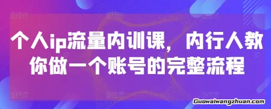 个人ip流量内训课，内行人教你做一个账号的完整流程
