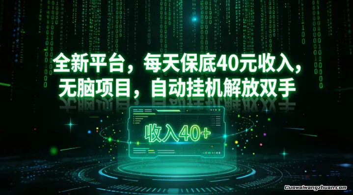 全新看广平台，每天保底30-40米，无脑项目，自动挂鸡解放双手