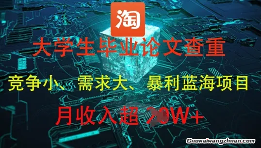 大学生毕业论文查重，曝利蓝海项目，月收入过1W+