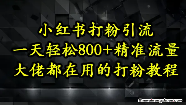 小红书打粉引流，一天轻松500+精准流量，大佬都在用的打粉教程