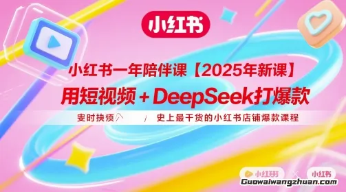 小红书一年陪伴课，用短视频+deepSeek打爆款，史上蕞干货的小红书店铺爆款课程