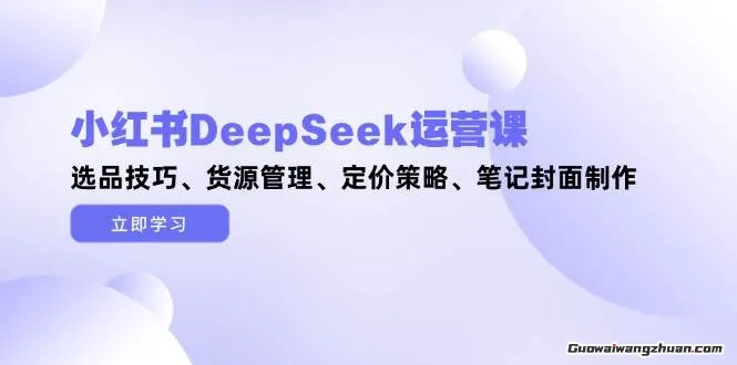 小红书DeepSeek运营课，选品技巧、货源管理、定价策略、笔记封面制作