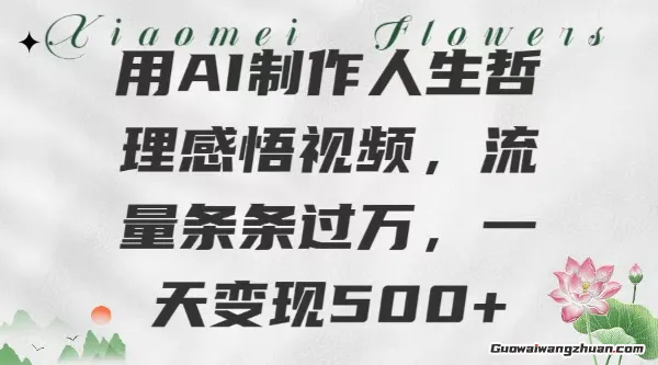 用AI制作人生哲理感悟视频，流量条条过W，一天变现几张