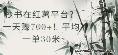 抄书在小红薯平台？平均一单30米，一天收益几张！