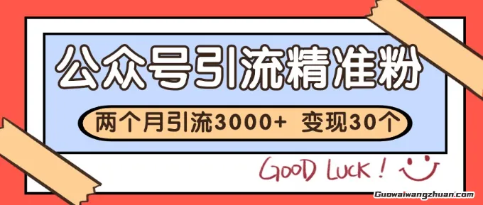 公众号精准粉引流玩法，2个月3000+精准粉，变现30个W【揭秘】