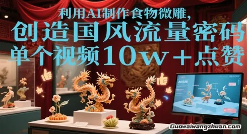 利用AI制作食物微雕，创造国风流量密码，单个视频10w+点赞