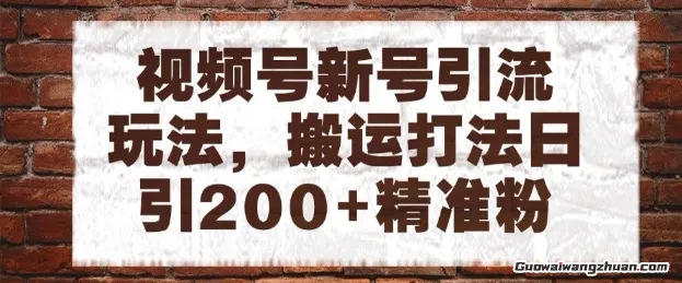 视频号新号引流玩法，搬运打法日引200+精准粉，可矩阵放大【揭秘】