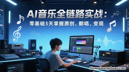 AI音乐全链路实战变现课：零基础3天掌握原创、翻唱、变现