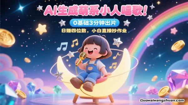AI生成萌系小人唱歌，0基础3分钟出片，28个作品涨粉8.9W，单条蕞高19W赞，日入四位数，小白直接抄作业