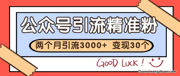 公众号精准粉引流玩法，2个月3000+精准粉，变现30万+