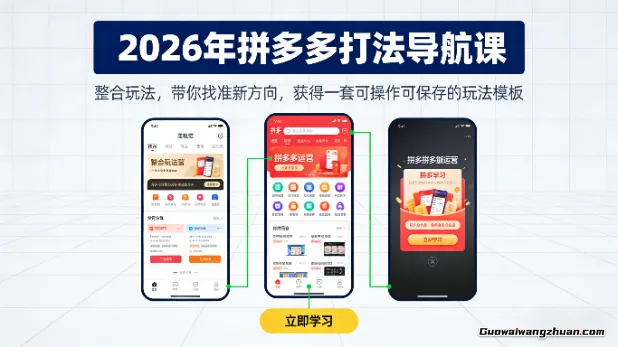 2026年拼多多打法导航课，整合玩法，带你找准新方向，获得一套可操作可保存的玩法模板
