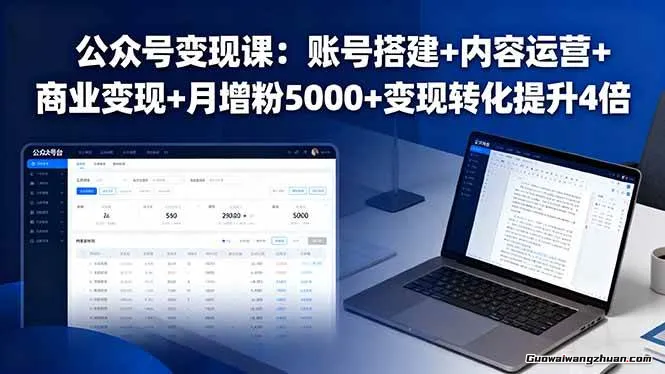 公众号变现课：账号搭建+内容运营+商业变现+月增粉5000+变现转化提升4倍