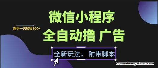微信小程序全自动撸广告项目，彻底解决没流量的问题，新手一天8张+【揭秘】