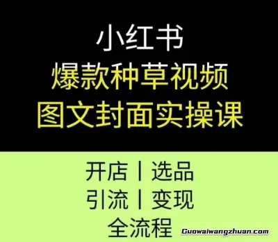 小红书爆款种草视频图文封面实操课，开店、选品、引流、变现全流程