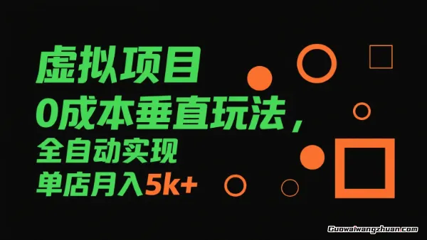 虚拟项目0成本垂直玩法，全自动实现单店月入5k+