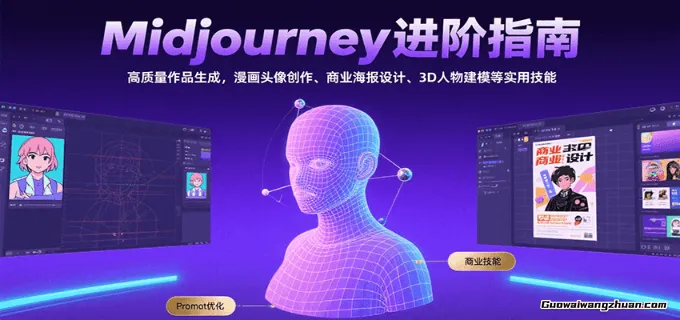 Midjourney零基础入门到进阶课程，高质量作品生成，漫画头像创作、商业海报设计、3D人物建模等