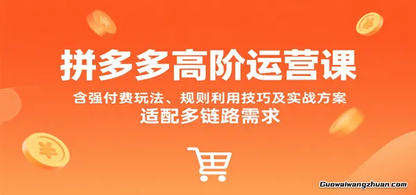 拼多多高阶运营课，含强付费玩法、规则利用技巧及实战方案，适配多链路需求