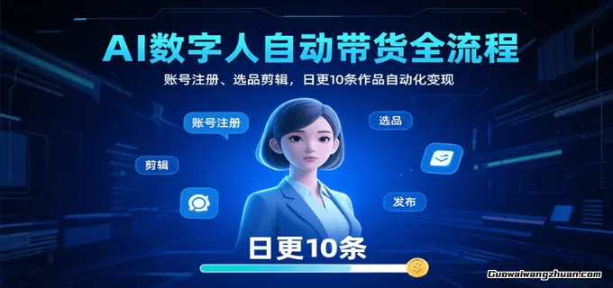 AI数字人自动带货全流程：账号注册、选品剪辑，日更10条作品自动化变现