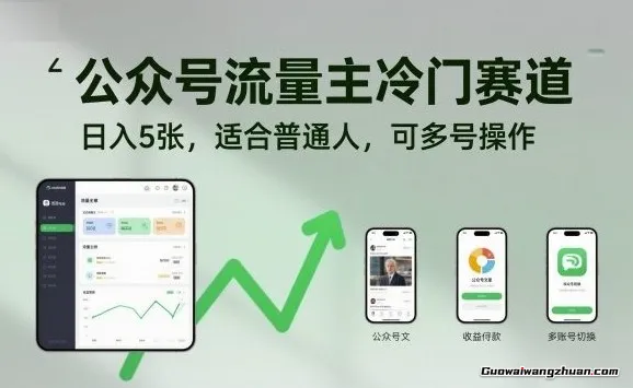 公众号流量主冷门赛道，日入5张，适合普通人，可多号操作