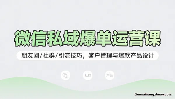 微信私域爆单运营课：朋友圈/社群/引流技巧，客户管理与爆款产品设计