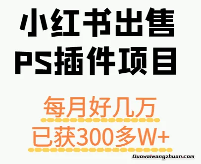 小红书出售PS插件项目，每月都收入好几万，长期操作已获利300多W+