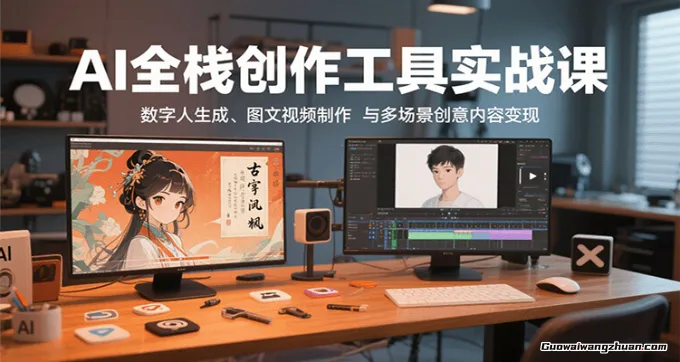 AI全栈创作工具实战课：20+核心应用场景，快速掌握AI内容创作，实现流量变现