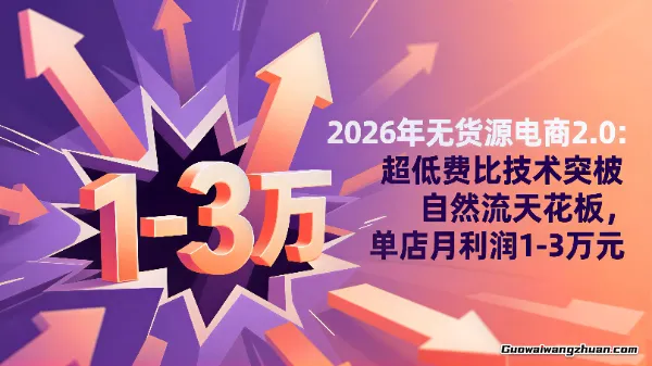 2026年无货源电商2.0：超低费比技术突破自然流天花板，单店月利润1-3W