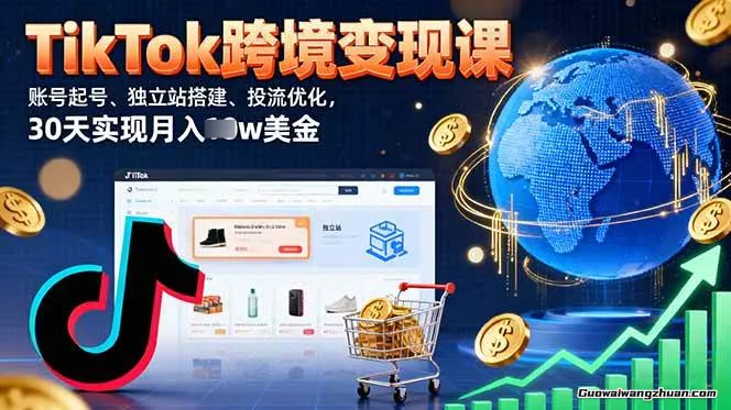 TikTok跨境变现课：账号起号、独立站搭建、投流优化，30天实现美金收益