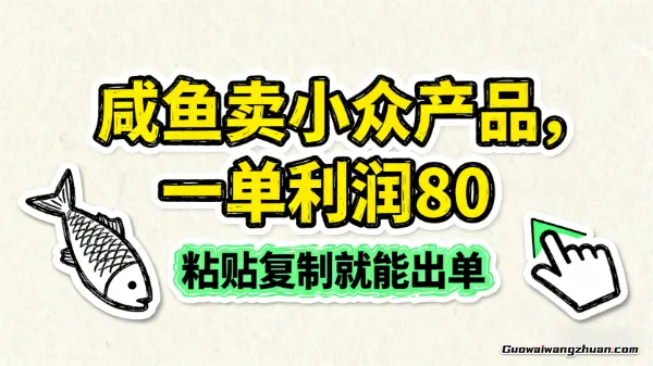 咸鱼卖小众产品，一单利润80，粘贴复制就能出单