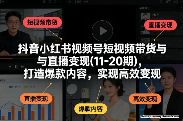 抖音小红书视频号短视频带货与直播变现，打造爆款内容，实现快速变现