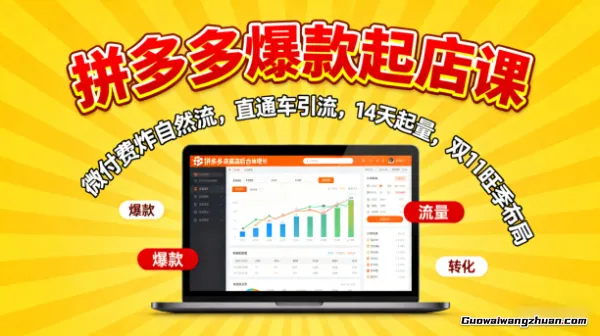 拼多多爆款起店课:微付费炸自然流,直通车引流,14天起量,双11旺季布局