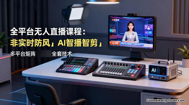 全平台无人直播课程:非实时防风+AI智播智剪+多平台矩阵【全套技术】