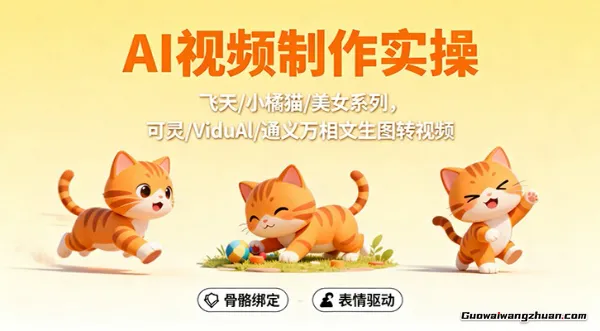 AI视频制作实操,飞天/小橘猫/美女系列,可灵/ViduAl/通义万相文生图转视频