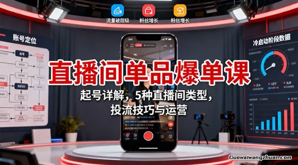 直播间单品爆单课:起号详解,5种直播间类型,投流技巧与运营