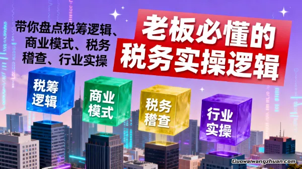 老板必懂的税务实操逻辑,带你盘点税筹逻辑、商业模式、税务稽查、行业实操